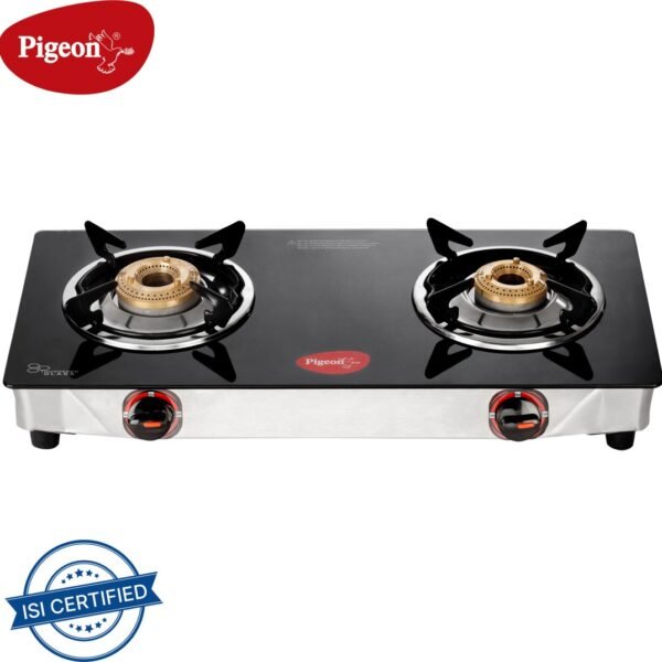 Pigeon Popular Cooktop Glass Manual Gas Stove  (2 Burners)