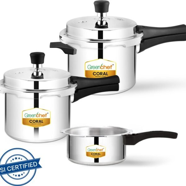 Greenchef Coral Combo 5 L, 3 L, 2 L Outer Lid Pressure Cooker  (Aluminium)